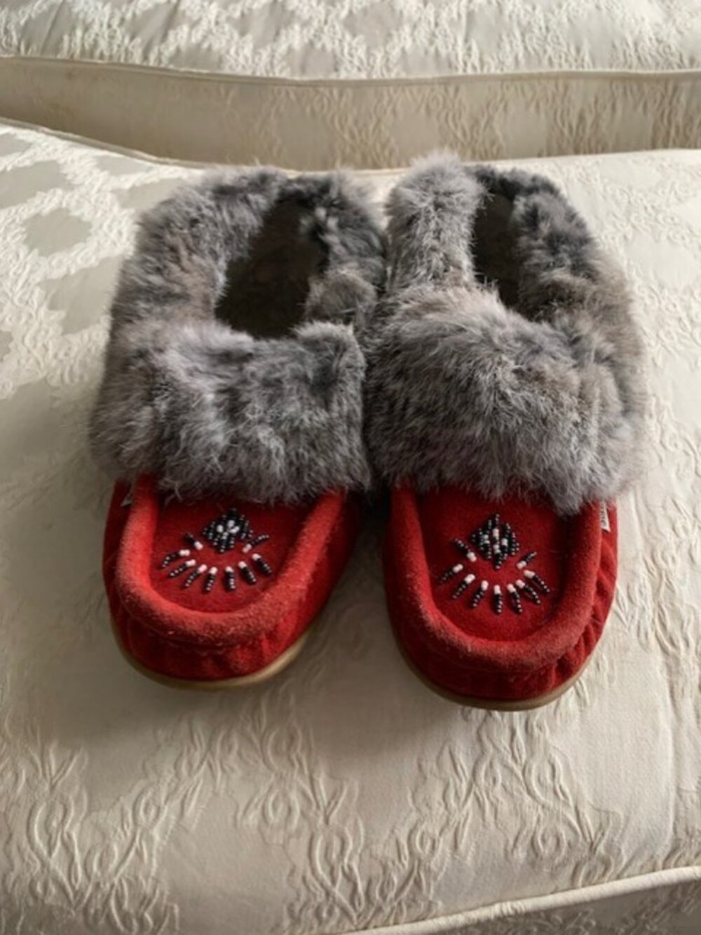 Softmoc womens Moccasins suede rabbit fur-(size 9)
